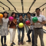 Tokyo team enjoying a bowling alley visit