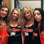 Three of the wonderful Hooters girls I had the enjoyment of working with before our shift that day.