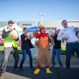 Having fun while delivering turkeys to Placer Food Bank