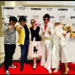 Having fun with Elvis at a VIP art auction
