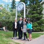 Honouring chancellor Jim Dinning with a street clock at U of C.